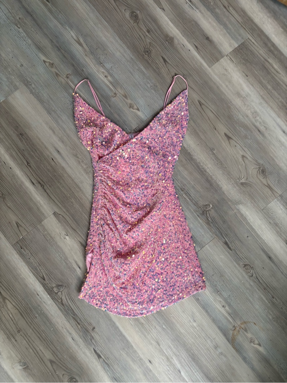Lucy in the Sky Pink Sequin Mini Slip Dress